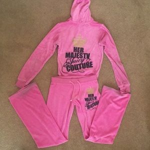 Juicy Couture pink velour tracksuit set size small